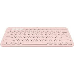 Logitech K380 bezvadu vairāku ierīču Bluetooth tastatūra ar Easy Switch līdz 3 ierīcēm, plāna — PC, piezīmjdators, Windows, Mac, Chrome OS, Android, iPad OS, Apple TV, vācu Qwertz izkārtojums — Rose