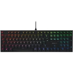 CHERRY MX 10.0N RGB, vācu izkārtojums, QWERTZ, vadu tastatūra, mehāniskā spēļu tastatūra, CHERRY MX zema profila RGB ātruma slēdži, melns