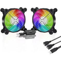 upHere U120 USB fan, multi-speed control, colourful LED, with metal grill protection, case fan, 120 mm, for PC/TV box/receiver/AV cabin/PS4/router, U1207