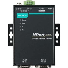 MOXA NPort 5210A — seriālais serveris (12-48, melns, zils, metāls, 0-55°C, -40°C - 75°C, 5-95%)