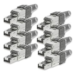 Pack of 8 Network Connectors Cat 7 Tool-Free CAT7 CAT7A RJ45 LAN UTP Cable Connector Grey No Tools Tool Free CAT6a CAT6 CAT5 Installation Cable Patch Cable Network Cable Toolless Modular Plug