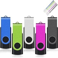 8 GB USB 2.0 Flash Drive with Rotating Cap - Multicolore-2 2Go - Pack of 5