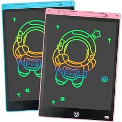 Funmo Pack of 2 LCD Writing Board, 10 Inch Colourful LCD Writing Board, Drawing Board with Lock & Erase Function, Eye Protection Doodle Pad, Graphic Tablet for Children and Adults at Home, School