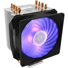 Cooler Master Hyper H410R RGB CPU gaisa dzesētājs — zema profila dzesēšanas sistēma, tiešā kontakta tehnoloģija, 4 vara siltuma caurules, kompakta alumīnija radiators ar 92 mm RGB PWM ventilatoru — saderīgs ar AMD un Intel