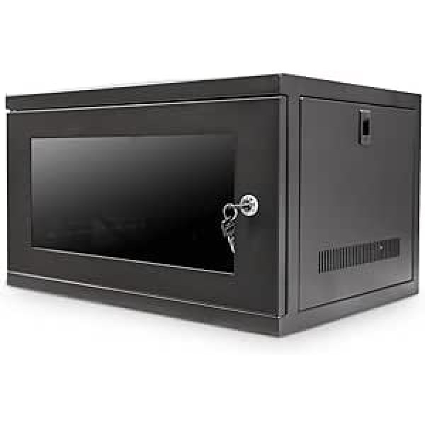 Dynamode Server Rack Datenschrank – 6U 550 mm tief Wandmontiertes 19-Zoll-Schwarzes Lagerregal für Computerausrüstung zu Hause, im Büro, Serverraum mit abnehmbaren Paneelen, vorne abschließbar