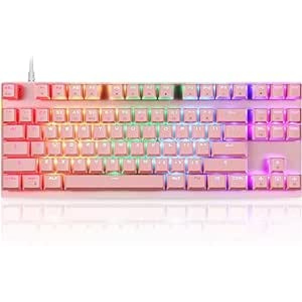 MOTOSPEED profesionālā mehāniskā spēļu tastatūra RGB varavīksnes fona apgaismojuma 87 taustiņu gaismas datora USB spēļu tastatūra Mac datoram un klēpjdatoram