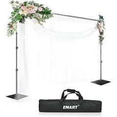 Emart Heavy Duty Backdrop Stand, 2.6 x 3 m (H x W), Adjustable Backdrop Support System with Steel Base for Photography, Photo Backdrop Stand for Parties, Birthdays, Video Studio, Black