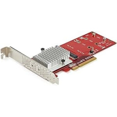 StarTech.com Dual M.2 PCIe SSD adaptera karte — x8/x16 Dual NVMe vai AHCI M.2 SSD uz PCI Express 3.0 — M.2 NGFF PCIe (M-Key) saderīgs — atbalsta 2242, 2260, 2280 — JBOD — Mac un dators (PEX8M2E2)