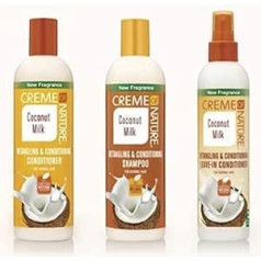 Generic - Creme Of Nature Crème Of Nature - komplekts pa 3 ar šampūnu + kondicionieri + nenomazgājamu kondicionieri - ar kokosriekstu pienu