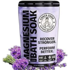 Coach Soak : Recovery Bath Soak - Rejuvenating Post Workout Natural Magnesium Flakes - Absorbs Faster than Epsom Salt for Soaking (Soothing Lavender)