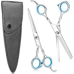 Hemiks Hairdressing Scissors, 6.7 Inch Sharp Hair Scissors Set, Stainless Steel Hair Cutting Scissors, Professional with Protective Case, Hair Scissors, Hairdressing Thinning Scissors for Beginners,