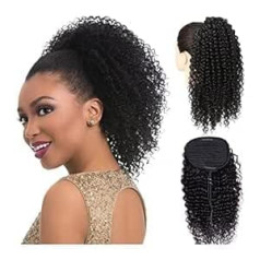 Hihelo Hair Bun Shaggy Curly Zirgaste Brazīlijas cilvēku mati 10-28 collas ar savilkšanas auklu, matu ķemme zirgaste, pagarināmi mati melnādainām sievietēm (krāsa: noir, izmērs: 18 collas