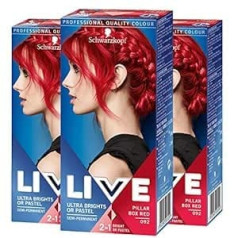 Schwarzkopf 3 x Schwarzkopf Live Color XXL Ultra Brights daļēji pastāvīga krāsa 92 statņu kaste, sarkana