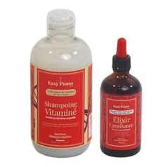Shandrani Easy Pouss Easy Pouss vitamīnu šampūns 250ml + eliksīrs matu augšanai 100ml | Pret matu izkrišanu un matu ataugšanu | Stiprina un atdzīvina | Normāliem un trausliem matiem | Ražots