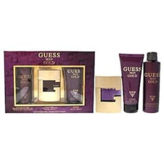 Guess Подарочный набор из 3 предметов Guess GUESS Gold для мужчин: спрей EDT на 2,5 унции, дезодорирующий спрей для тела на 6,0 унций, гель для душа на 6,7 унц