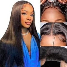 Alionly Real Hair Wig Wear and Go 4x4 Glueless Wig Straight HD Lace Front Wigs Human Hair Bresilienne Perruque Cheveux Humain HD Lace Wig Human Hair Pre-Plucked Wig Women with Baby Hair 18 Inches