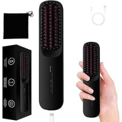 Atopskins Wireless Straightening Brush, Mini Hair Straightener Brush with Built-in Comb, Portable Straightening Brush for Travel, Negative Ion Straightener Styling Brush, USB Hair Straightener, Thermal Brush,