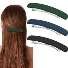 Aswewamt 3 Pieces Matte French Hair Clips Flat Hair Clips Strong Hold Vintage Hair Clips Cute Hair Styling Clips Metal Hair Clips Accessories for Women and Girls (Blue+Green+Black)