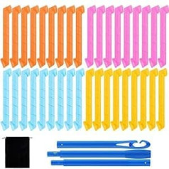 Elcoho 36 Pieces 45 cm Curlers Spiral Curls Styling Kit Magic Hair Roller with 3 Pieces Styling Hooks No Heat DIY Spiral Hair Roller with a Storage Bag (4 Colours)