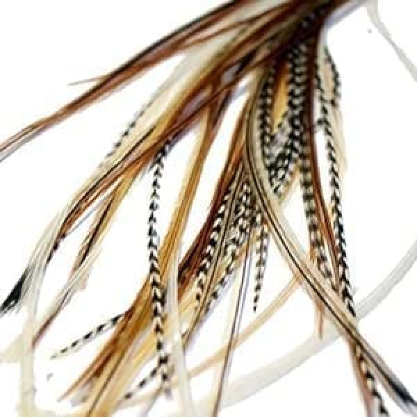 ‎One Fine Day Feathers One Fine Day Feathers Feather Hair Extensions Real Feathers for Hair 22-33cm - Mixed Naturals (10 Feathers)