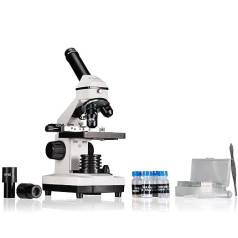 Bresser Biolux NV 20 x 1280x Translucent and Light-Up Microscope for Children and Adults, Includes HD USB Camera and Cross Table for Object Movement with Extensive Accessories and Carry Case