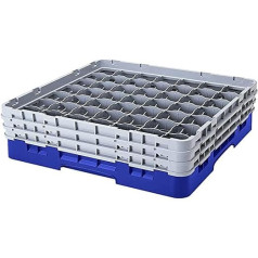 Cambro 49S434 kameras polipropilēna statīvs 6,2 cm diametra rokturim un tvertnēm, zils, 1/1 izmērs, 49 nodalījumi, 13,3 cm augstums, 4 gab.