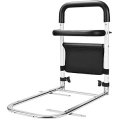 Aomdom Bed Rail for Elderly Foldable Seniors Standing Aid Bed Folding Fall Protection Bed Stainless Steel Bed Rail Stand Aid for Elderly Pregnant Women Disabled (19.4 Inch H)