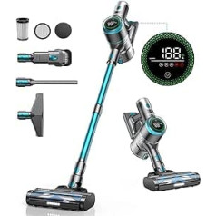 Laresar Cordless Vacuum Cleaner, 450W/38KPa, 60 Minutes Cordless Vacuum Cleaner, Touch Screen, Capacity 1.5L, Multifunctional Accessories for Pet Hair, Carpets and Hard Floors