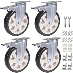 BAOLIHUI Set of 4 Swivel Castors for Furniture 150 mm Furniture Castors with Brake Heavy Duty Castors 1000 kg Heavy Duty Castors for Furniture Transport Roller Workbench Tool Trolley Pallets