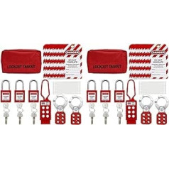 moonsun 2Satz Lockout-Tagout-Kit, Nylonbänder, Sicherheitsvorhängeschlösser mit Nummer, Gruppen-Lockout-Haspen, Universal-Kit mit Roter Tasche