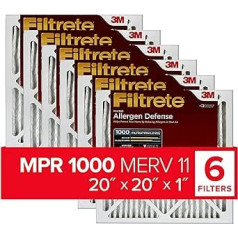 Filtrete AD02 – 6PK Convertible 1E gaisa filtrs – 20 collas x 20 collas x 1 collas, balts