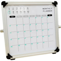 LOOQS Doppelseitige, trocken abwischbare Tafel, Monatsplaner mit Faltbarer Halterung, Kleiner Desktop-Monatskalender, Whiteboard – Rahmen aus Aluminiumlegierung, 24,9 x 24,9 cm