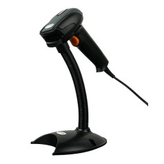 Profesionāls USB automātiskais svītrkoda skeneris svītrkoda skenēšanas svītrkoda lasītājs ar brīvroku regulējamu statīvu, melns uzlabots, ļoti ātrs