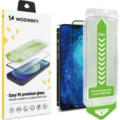 9H rūdīts stikls ar montāžas rāmi priekš iPhone 13 Pro Max Premium Glass, melns