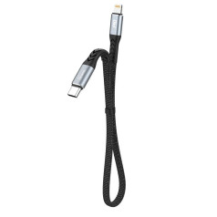Dudao Īss plakans kabelis iPhone USB-C - Lightning L10P PD 20W 23cm melns