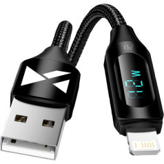 USB-A - Lightning-кабель для iPhone со светодиодным дисплеем 2,4А, 2м, черный