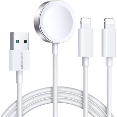 3in1 kabelis USB-A kabelis ar induktīvo lādētāju + 2x iPhone Lightning 1,2 m balts