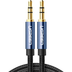 Izturīgs kabelis, pīts AUX audio kabelis, 3,5 mm miniligzda, 1 m, zils