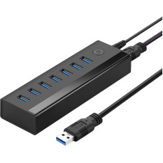 7in1 HUB sadalītāja adapteris USB-A līdz 7x USB-A 5Gb/s melns