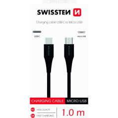 Swissten Basic Universal Quick Charge 3.1 USB-C to Micro USB Data and Charging Cable 1m