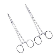 Ukcoco Pet Dog Hemostático Stainless Steel 2-Piece Exclusive Cleaning of Channel Ear (16 cm) Head Straight and Curved Tweezers Hair Removal Tweezers