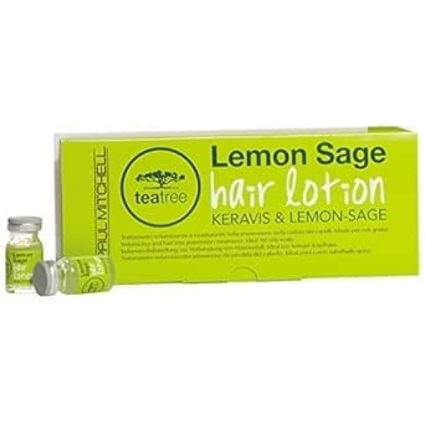 Tea Tree Paul Mitchell tējas koka matu losjons Keravis & Lemon Sage — matu losjons lielākam apjomam, mirdzumam un mitrumam, kopšanas losjons darbojas pret matu lūšanu, 12 x 6 ml