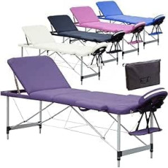 Beltom Мобильный массажный стол Beltom, массажный стол, массажная скамья, 3 зоны, складной алюминий + сумка, фиолетовый