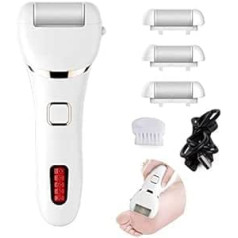 Mingfuxin Callus Remover elektriskajām pēdām, Recharge Foot Files Pedikīra komplekti ar 3 rupjām rullīšu galviņām saplaisājušiem papēžiem, atmirušai ādai