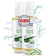 Aloefina Aloe Vera Gel no Organic Aloe Vera Juice – 100% dabīgs produkts. Dermatest - ļoti labi. Nesatur krāsvielas un smaržvielas - Absolutely Pure, 2 x 200 ml