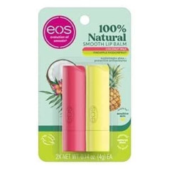 EOS Super Soft Shea lūpu balzams - kokosriekstu piens un ananāsu pasifloras auglis | 24 stundu mitrināšana | Lūpu balzams sausu lūpu mitrināšanai | Bez glutēna | 4g | 2 iepakojums