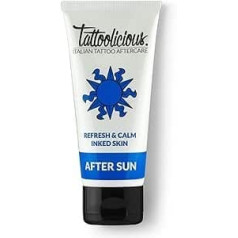 Tattoolicious After Sun - After Sun Cream for Tattoo, ar bioloģiski aktīvām sastāvdaļām, atdzīvina tetovējumu pēc uzturēšanās saulē, 100 ml