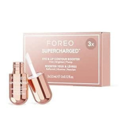 Foreo Supercharged Eye and Lip Contour Booster Serums - Vadošs acu krēms - Niacinamīda serums - Pret novecošanos - Lūpu kuplināšana un pret tumšiem lokiem - Praktisks izmērs - 3 x 3,5 ml kapsula