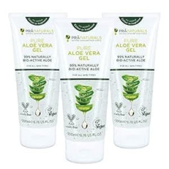 Pranaturals Aloe Vera Gel 200 ml, dabīgs nomierinošs un barojošs (3 iepakojumā)