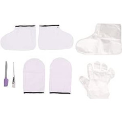 YEmirth Professional Waxing Glove Set - White Fabric Gloves and Foot Covers with Clear Brush and Disposable Spatula